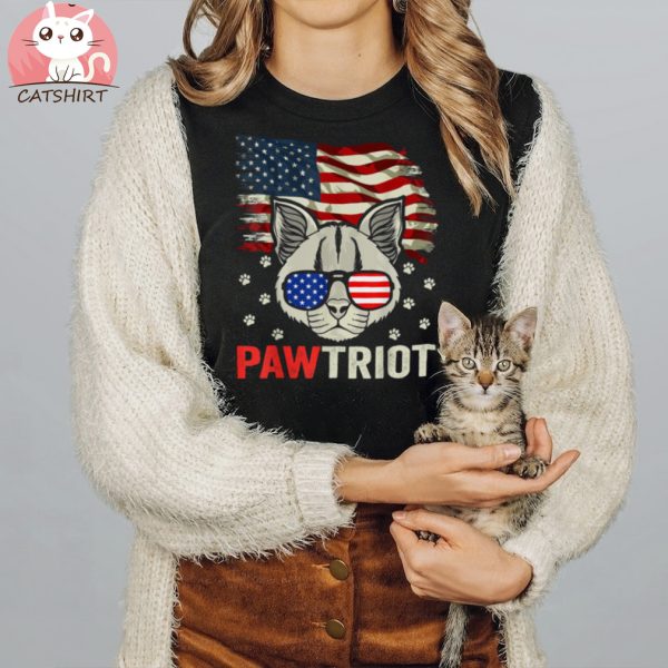 Patriotic Cat USA Flag Sunglasses Funny Cat Lovers T Shirt