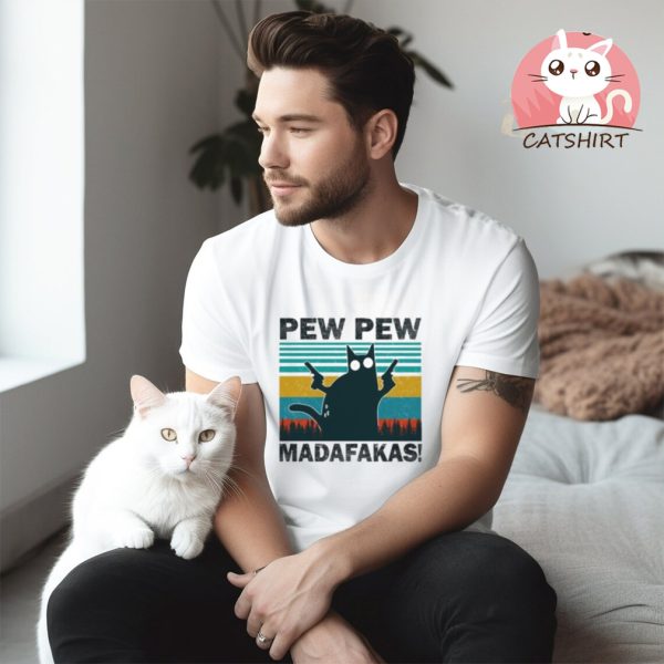 Pew Pew Madafakas Black Cat Shirt – Retre Black Cat Shirt