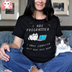 Programmer I make computer beep boop developer fat cat Shirt