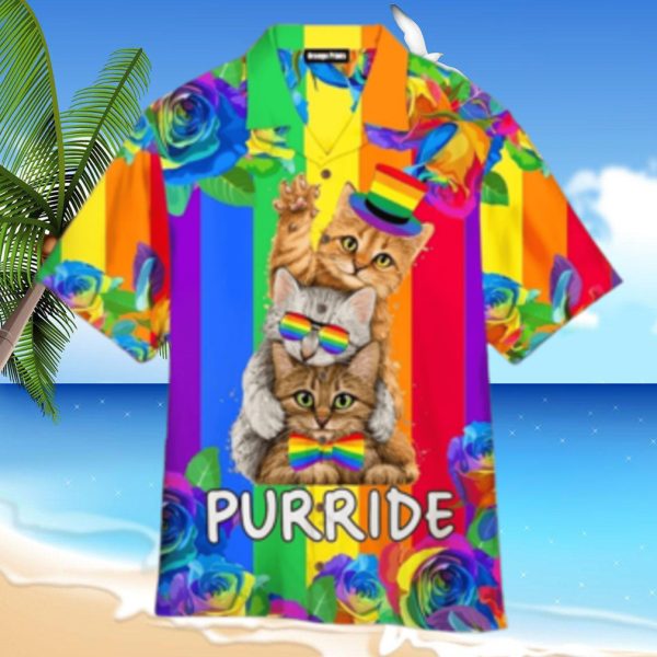 Purride Funny Cat Lovers LGBT Pride Awareness Hawaiian Shirts