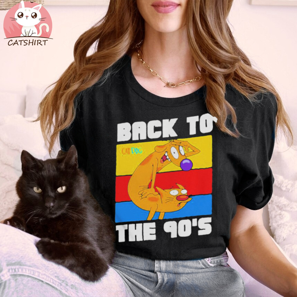 Retro colors movie cartoon cute cat dog T shirt