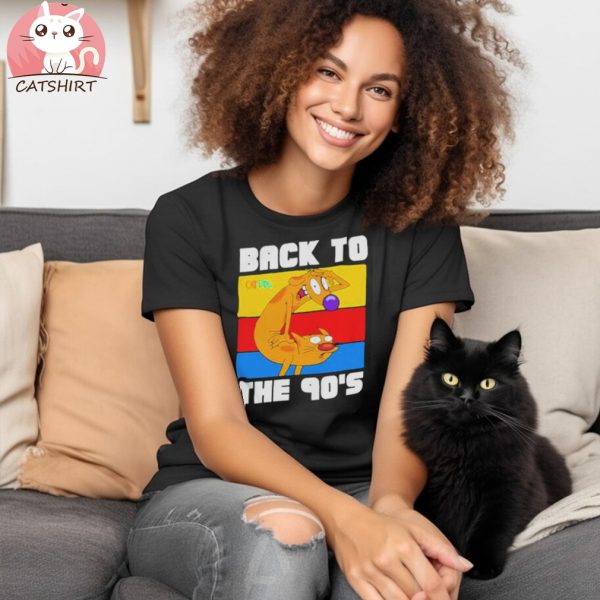 Retro colors movie cartoon cute cat dog T shirt