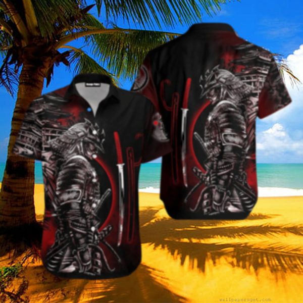 Samurai Tattoo Hawaiian Shirt, Anime Hawaiian Shirt, Hawaiian Beach Short, Hawaiian Gift, Aloha Shirt