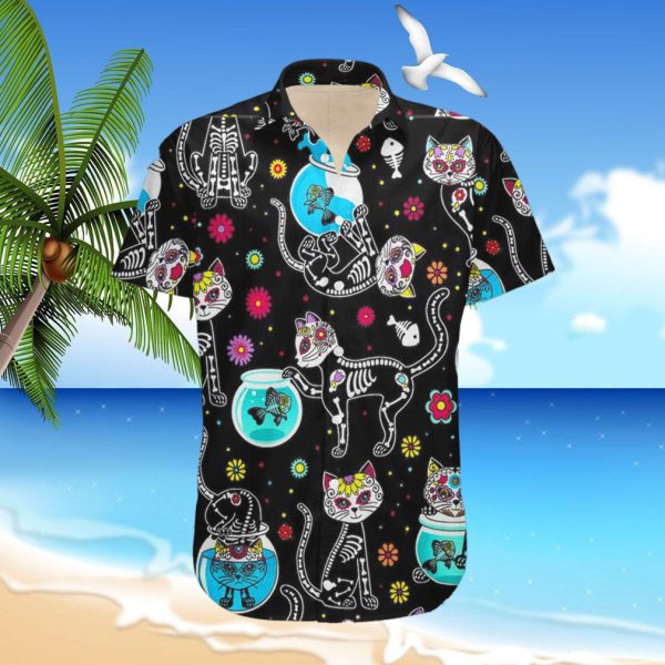 Serial Killers Tropical Movie Characters Black Cat Pumpkin Spooky Season Horror Halloween Hawaii Shirt