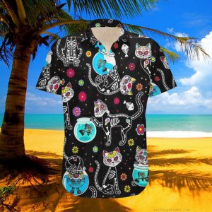 Serial Killers Tropical Movie Characters Black Cat Pumpkin Spooky Season Horror Halloween Hawaii Shirt