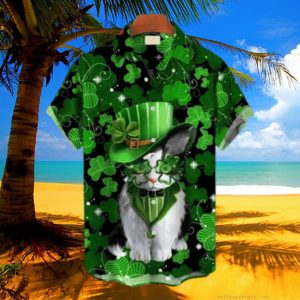 St. Patrick’s Day Cat Print Hawaiian Shirt