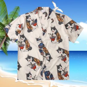 Summer Shirt Smoking Cat, Unisex, Streetwear, Hawaiian Shirt