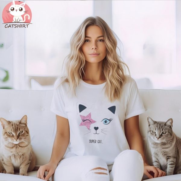 Super Cat T Shirt, Cute Cat T Shirt, Womens Cat T Shirt