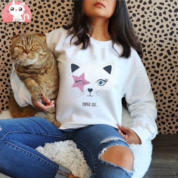 Super Cat T Shirt, Cute Cat T Shirt, Womens Cat T Shirt