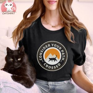 Superstitious black cat shirt, soft cotton unisex T shirt, whimsical quirky tshirt