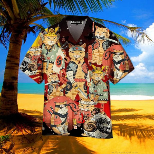 Sushi Samurai Master Cats Hawaiian aloha Shirts