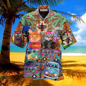 Cat Love Life In Bus Hawaiian Shirt