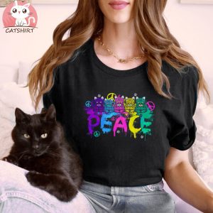 Vintage Cats Peace Sign Tshirt