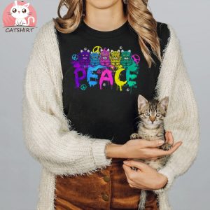 Vintage Cats Peace Sign Tshirt