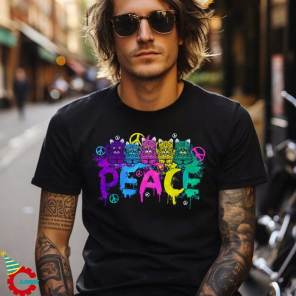 Vintage Cats Peace Sign Tshirt