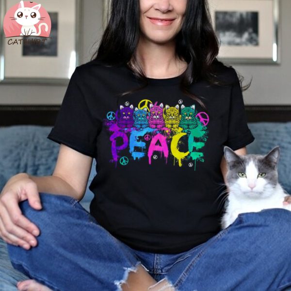 Vintage Cats Peace Sign Tshirt