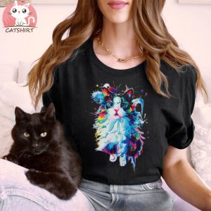 Watercolour cat Round neck T Shirt