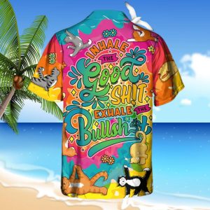 Yoga Cat Funny Inhale The Good Sh!t Exhale The Bullsh!t Hawaiian Shirt