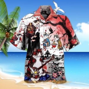 Cat Japanese Art Style Hawaiian Shirt