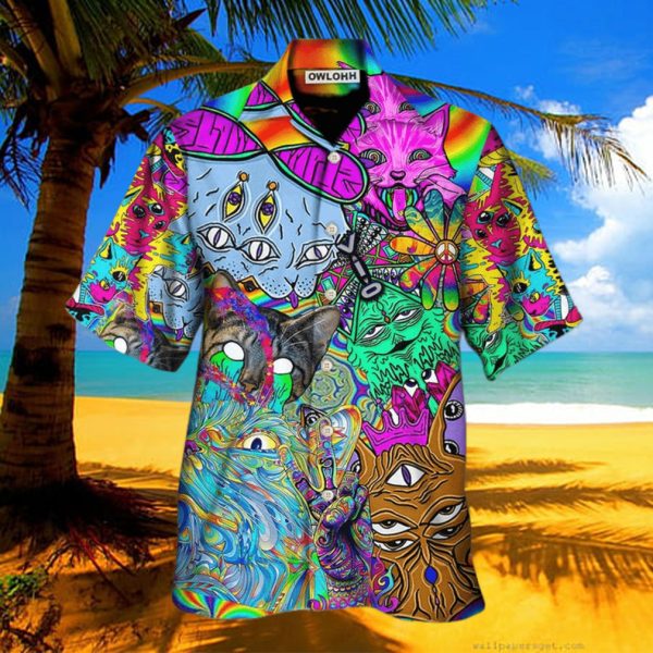 Hippie Cat Break My Mind Hawaiian Shirt