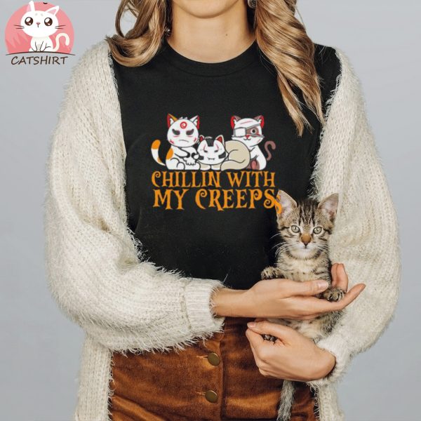 Chillin With My Creeps Cat Serial Killer Halloween Horror T shirt