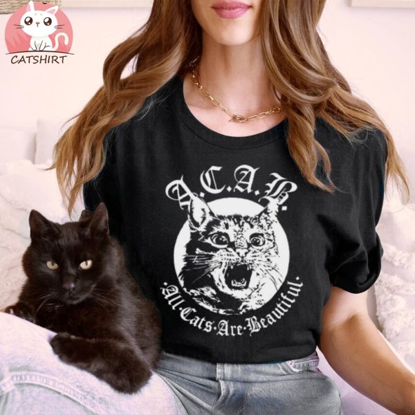 ALL CATS ARE BEAUTIFUL LADIES BLACK T SHIRT