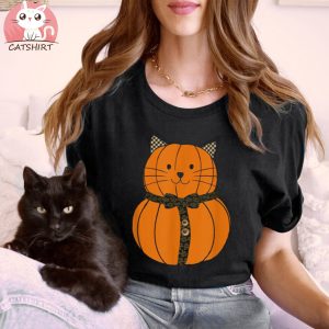 Fall Thanksgiving Cutest Pumpkin Cat Face Whiskers Halloween Shirt