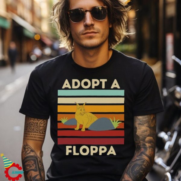 Adopt a Floppa Tee Funny Caracal Lover Retro Vintage Cat Meme Big Floppa Big Cat T Shirt