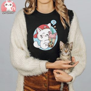 Anime Kawaii Boba Cat Bubble Tea Cat Boba Tea Cat Shirt