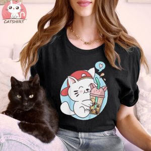 Anime Kawaii Boba Cat Bubble Tea Cat Boba Tea Cat Shirt