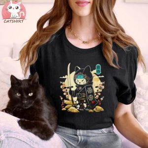 Attractive Samurai Kitty Cute Anime Cat Funny Japanese Ninja Cat Lover Comfortable T shirt