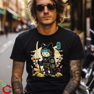 Attractive Samurai Kitty Cute Anime Cat Funny Japanese Ninja Cat Lover Comfortable T shirt