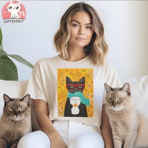 Autumn Pumpkin Coffee Cat Classic T Shirt