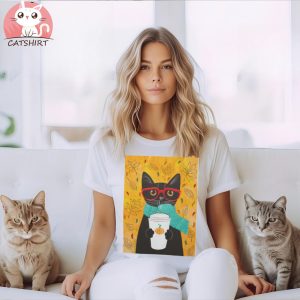 Autumn Pumpkin Coffee Cat Classic T Shirt