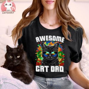 Awesome Cat Dad Featuring Sunglasses Funny Cat Lover Design Unisex Shirt