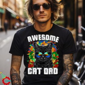 Awesome Cat Dad Featuring Sunglasses Funny Cat Lover Design Unisex Shirt