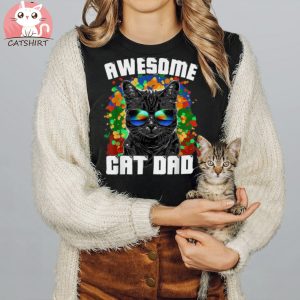 Awesome Cat Dad Featuring Sunglasses Funny Cat Lover Design Unisex Shirt