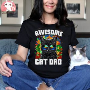 Awesome Cat Dad Featuring Sunglasses Funny Cat Lover Design Unisex Shirt