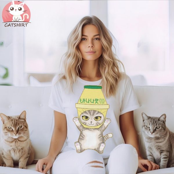 Banana Milk Cat T shirt Kitty Tshirt