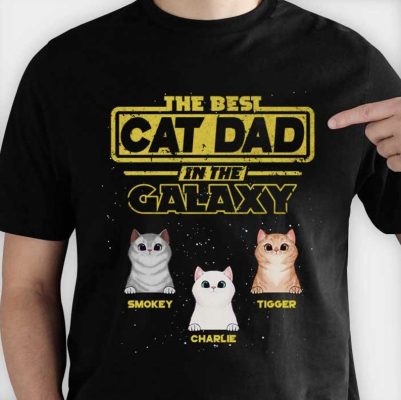 Best Cat Dad In The Galaxy T Shirt Custom Cat Name Shirt For Cat Dad Cat Dad Shirt