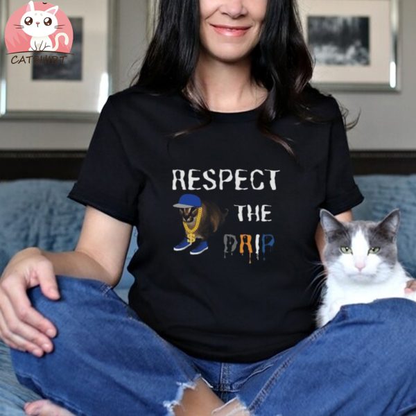 Big Floppa Drippin Respect The Drip Funny Caracal Big Cat Meme Tee, Drip Floppa Meme T Shirt