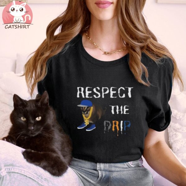 Big Floppa Drippin Respect The Drip Funny Caracal Big Cat Meme Tee, Drip Floppa Meme T Shirt