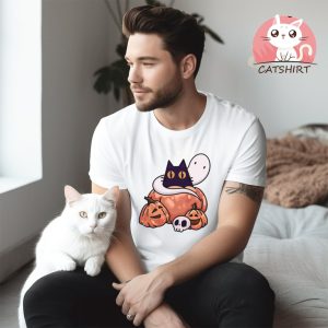 Black Cat And Halloween Pumpkins T shirt