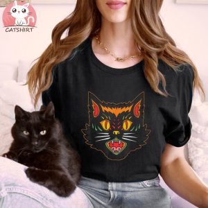 Black Cat Halloween Cat Lovers Starry Night Cat Van Gogh Cat Shirt