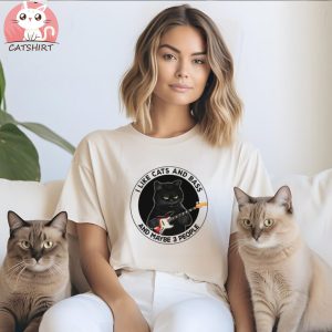 Black Cat I Like Cats Bass 3 People Cat Playing Guitar T shirt