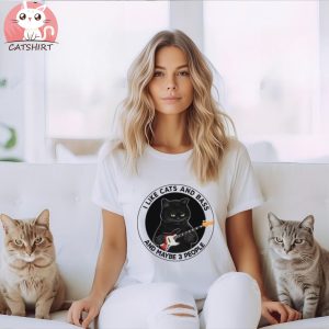 Black Cat I Like Cats Bass 3 People Cat Playing Guitar T shirt