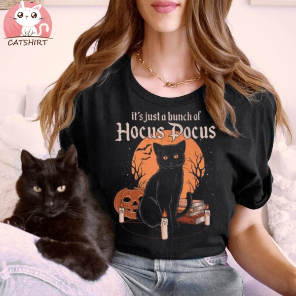 Black Cat Just A Bunch Of Hocus Pocus Happy Halloween Beeteeshop Trending Unisex T Shirt