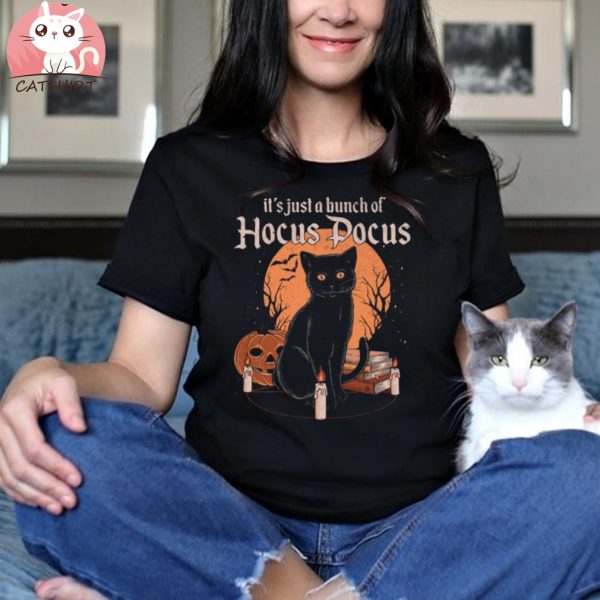 Black Cat Just A Bunch Of Hocus Pocus Happy Halloween Beeteeshop Trending Unisex T Shirt