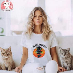 Black Cat Pumpkin Halloween Shirt On T Shirt