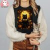 Black Cat Reading Books Pumpkin Autumn Teachers Halloween Shirt